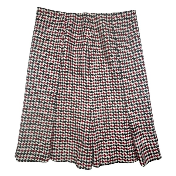 talbots Dresses & Skirts - Talbots Women Red Black Houndstooth Wool Pleated Straight A Line Peplum Skirt 10